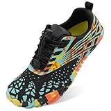 Scurtain Unisex Mens Womens Athletic Hiking Water Shoes for Women Barefoot Shoes Women Men Orange/Fusion 9 W/7.5 M