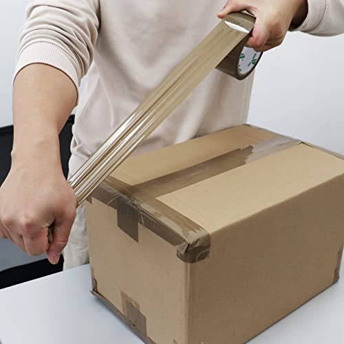 Bomei Pack Brown Packing Tape Refills, Heavy Duty 12Rolls With 1 Dispenser For Packaging, Shipping And Moving, 2.4Mil 1.88 Inch X 60 Yard #TOP2