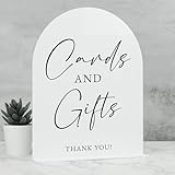 White Arch Acrylic Wedding Sign- 8'x10' Acrylic Cards and Gifts Sign and Base,1/8' Thick | Modern Calligraphy Arched Acrylic Table Sign for Wedding & Event Party (Cards and Gifts Sign, 8'x10')