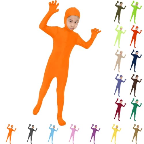 Kids Orange Bodysuits Halloween Costume Full Body Zentai Suit Orange 3-5 T - image 1