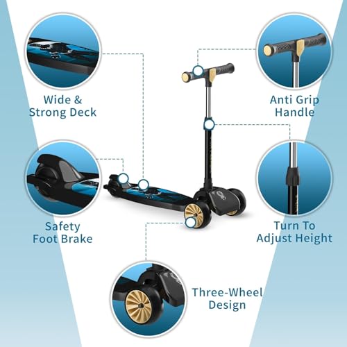 Image of Kuber Industries Marvel Black Panther Plastic Foldable 3-Wheel Kick Skating Cycle for for 3+ Years Kids | Skate Scooter Capacity Upto 45 Kgs | 4-Level Adjustable Height Skating Scooter | Black