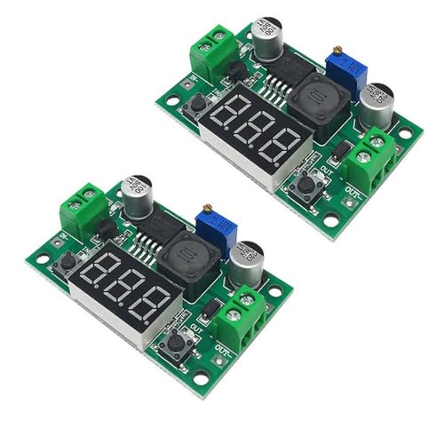 ENHANA 2 PCS LM2596 DC-DC Step Down Buck Power Convert Module, 4.0-40V Input to 1.25-37V Output Adjustable Voltage Regulator, Buck Converter with LED Voltmeter Display