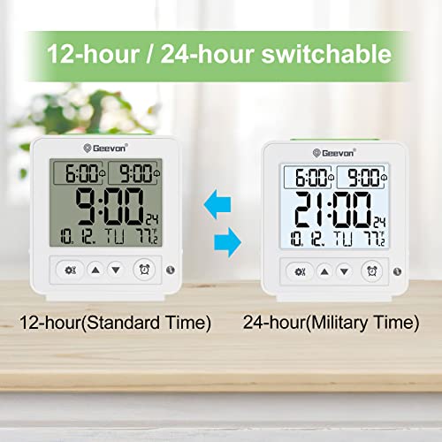 Geevon Small Atomic Travel Alarm Clock With Auto/8S Backlight, 2 Alarm Settings, Temperature, Increasing Beep Sounds Digital Atomic Travel Clock Battery Operated For Bedroom, Bedside #TOP1