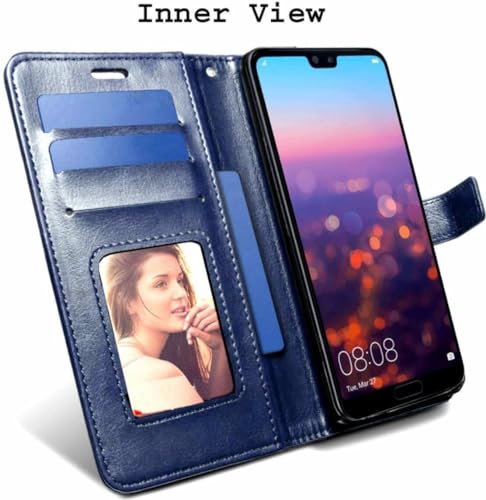 Image of Bintage Artificial Leather::Silicon Flip Cover Compatible Model for Samsung A23 5G /4G Sm-A236E - Blue