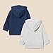 Amazon Essentials Unisex Babies' French Terry Zip-Up Hoodie, Pack of 2, Light Grey Heather/Navy, 24 Months