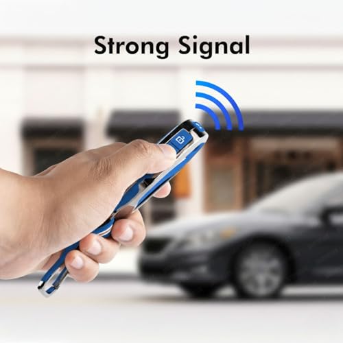 Image of SHOPOFLUX Metal Key Cover Compatible with Kia Syros, Seltos, EV6 EV9 4 Button Smart Key (Metal Blue Silicone)
