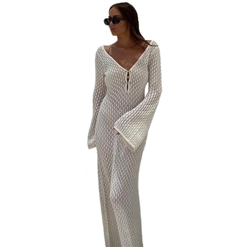 Robe de plage tricotée à manches longues pour se protéger du vent marin