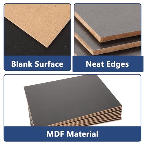 LDXDRU 15 Stück A4 MDF Platten Schwarz, 300 x 210 x 3 mm Dünne Holz-Platten, Dünne Holz-Platten Laser Bastelplattes für Laser, CNC Router, Modellierung, Durchbrochenes, Laubsäge