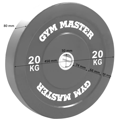 GYM MASTER 2" Black Rubber Bumper Plates for Olympic Barbell Weight Lifting - 2 x 20kg (40kg) - Image 3
