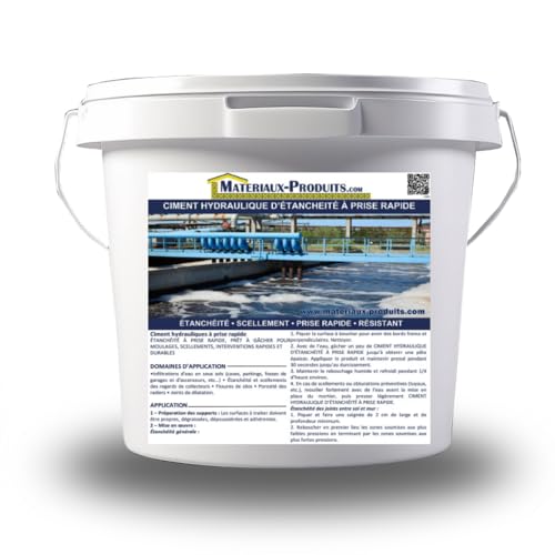MATPRO - Ciment Hydraulique d'Étanchéité à Prise Rapide - Anti-Infiltration - Intérieur et Extérieur - Colmatage, Scellement et Intervention Rapide - 5Kg - Seau