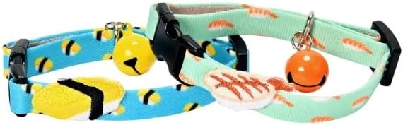 Sushi Cat/Kitten Collar｜Sushi Pattern -寿司-｜Japanese Product｜Cat Amo.k｜Blue/Green (Blue, S)