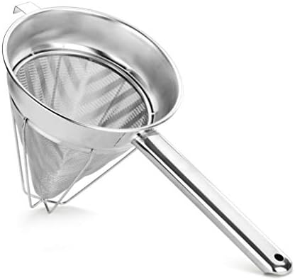 New Star Foodservice Chinois Mesh Strainer, Stainless Steel, Reinforced, Extra Fine Mesh, 8-Inch