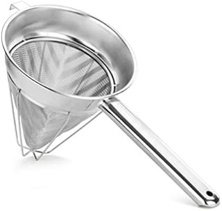 New Star Foodservice Chinois Mesh Strainer, Stainless Steel, Reinforced, Extra Fine Mesh, 8-Inch