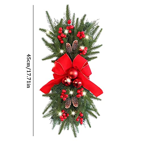 Tunkence Christmas Decorations The Cordless Prelit Stairway Trim Christmas Wreaths For Front Door Holiday Wall Window Hanging Ornaments For Indoor Outdoor Home Xmas Decor #TOP2