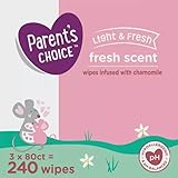 Parent's Choice Light & Fresh Baby Wipes, 3 Flip-Top Packs of 80 (240 Total Wipes)