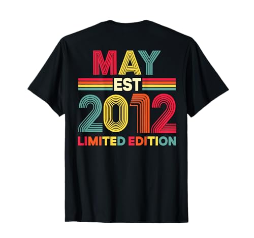(ON Back) Retro May Est 2012 Birthday 14-Year-Old 14th T-Shirt