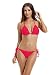 zeraca Women's Tie Side Pantie Triangle Bathing Suits (L14, Pink Glo)