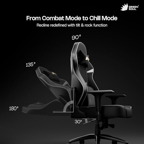 Image of Green Soul Monster Ultimate Series S | Multi-Functional Ergonomic Gaming & Office Chair|Premium Spandex & PU Leather Fabric | Adjustable Neck & Lumbar Pillow | 4D Adjustable Armrests (Black Grey)