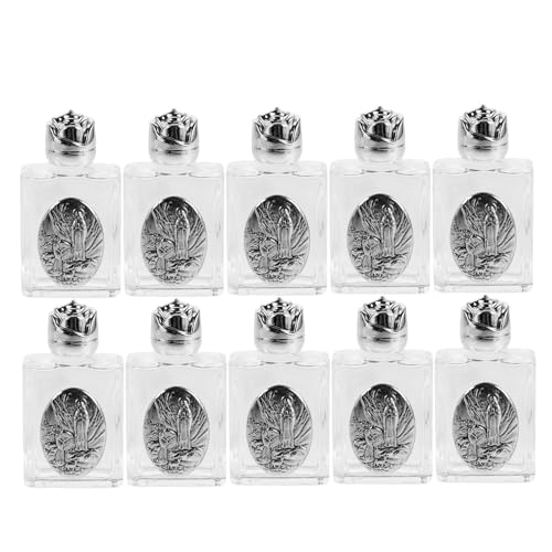 Homoyoyo 10 Botellas de Agua Pequeñas de Vidrio y Aleación Repujado, Capacidad 15 Ml, Resistentes Deformación, Ideales para Eventos Espirituales y Bautizos