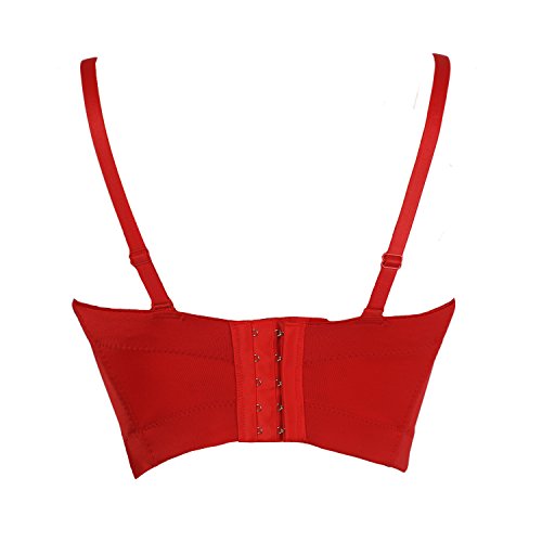 She'smoda Women's Basic Smooth Push Up Bustier Club Party Crop Top Bra M Size Red #TOP2