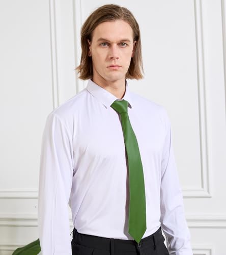 Image of KOOELLE Men's Ties Solid Pure Color Plain Neckties Formal Black Ties For Men