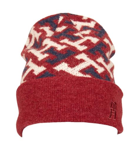 Tommy Hilfiger Damen Mütze Iconic Monogram Beanie CherryRed (76) OneSize