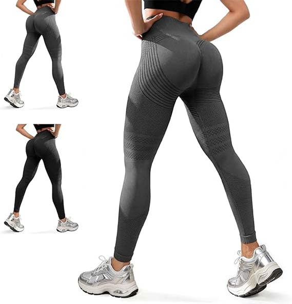 Anti Cellulite Compression 3D Leggings Women with Resistance Bands Gym Workout Butt Lifting for Yoga Workout Pants (Large Dark Gray)