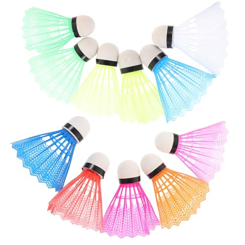 POPETPOP 20pcs Rainbow Badminton Shuttlecocks Plastic Birdiefor Badminton Ball Sports Accessories for Outdoor Fitness Training Random