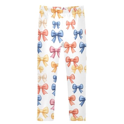 Boccsty Colored Bows Watercolor Girls Leggings Kids Yoga Pants Dance Active Tights 4T