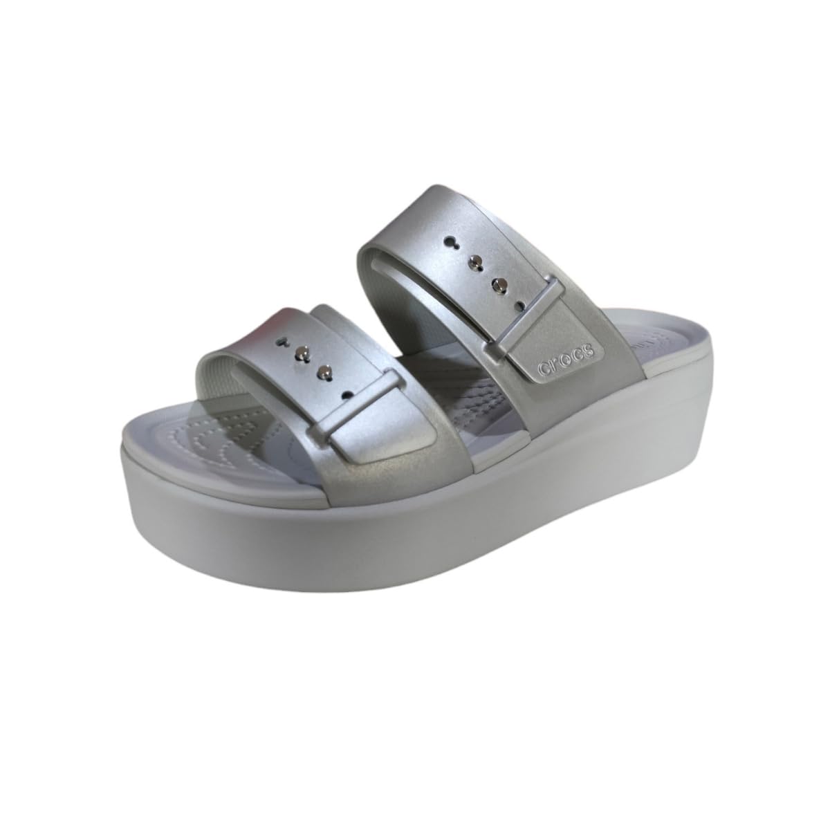 Crocs Women Brooklyn Buckle Metallic Silver Argent UK 6 (W8) (209719-040) (B0DFPRLPB9) Amazon Price History, Amazon Price Tracker