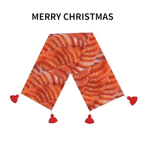 Chemin de table de Noël infroissable texture sashimi pour table cuisine et salon - 4