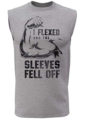 I Flexed and The Sleeves Fell Off Tank Top Men Workout Grey