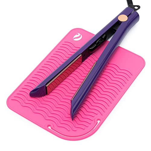 CaliCapelli Professional Heat Resistant Styling Silicone Mat para todas las planchas, tenazas rizadoras y herramientas de cabello, alfombrilla rosa