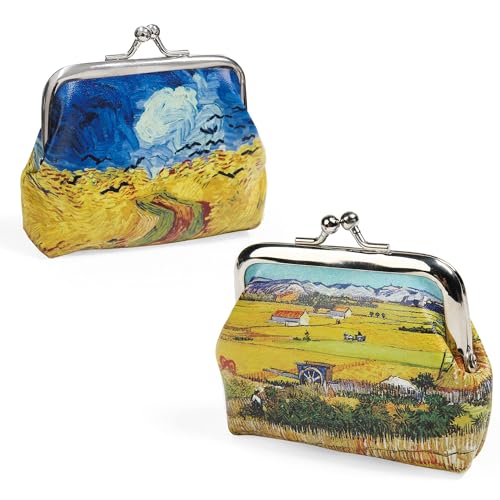 SNCCJ Cute Small Womens Coin Purse,2 Pcs Kiss Clasp Change Purse for Girls (Van Gogh Oil Painting)