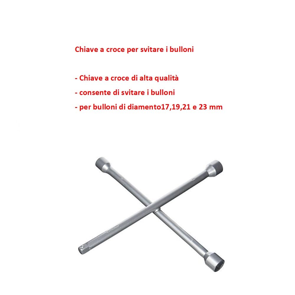 COMPATIBILE CON AC KIT SOS EMERGENZA STRADALE PER AUTO CRIC A PANTOGRAFO CRICK+CHIAVE A CROCE PER BULLONI+TRIANGOLO DI EMERGENZA+GIUBBINO FLUO