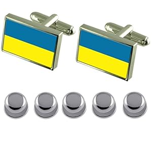 Select Gifts Shirt jurk studs Oekraïne vlag manchetknopen