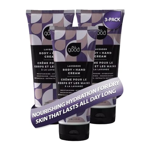 All Good Hand & Body Lotion - Moisturizing Organic Lotion, Essential Oils, Calendula, Cocoa Butter, Coconut & Rose Hip Oil, Non GMO, Vegan (Lavender)(3-Pack)
