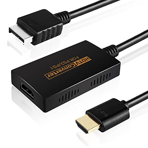 AreMe Convertidor PS2 a HDMI, compatible con adaptador de conversión 1080P y 720P con cable HDMI de 1,5 m compatible con consola PS2/PS1
