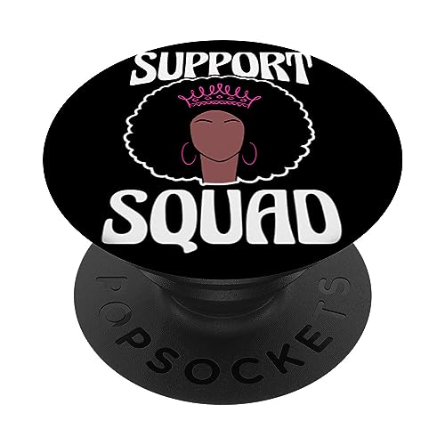 Support Squad Pink Ribbon Breast Cancer Survivor PopSockets Swappable PopGrip, Black