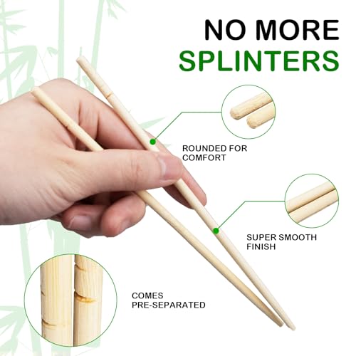 1000 Pairs Disposable Bamboo Chopsticks Bulk, 19 cm Individually Wrapped Clear Sleeves Chopstick, Wooden Chinese Chop Sticks for Noodles, Sushi, Asian Food - Image 4