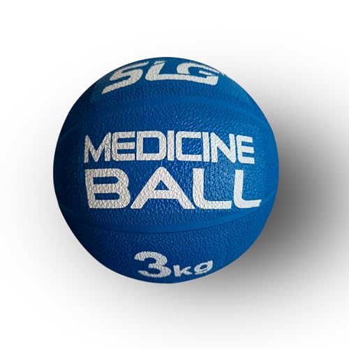 Image of SLG Rubber Medicine /Exercise Ball -Upper & Lower Body Exercises |Fitness Ball for Strength, Balance & Core Workouts| Material:Rubber(Blue, 3 Kg)