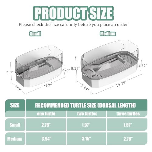 VERABE Tanque de tartaruga pequeno com tampa, aquário de tartaruga de acrílico com bomba de água, vi