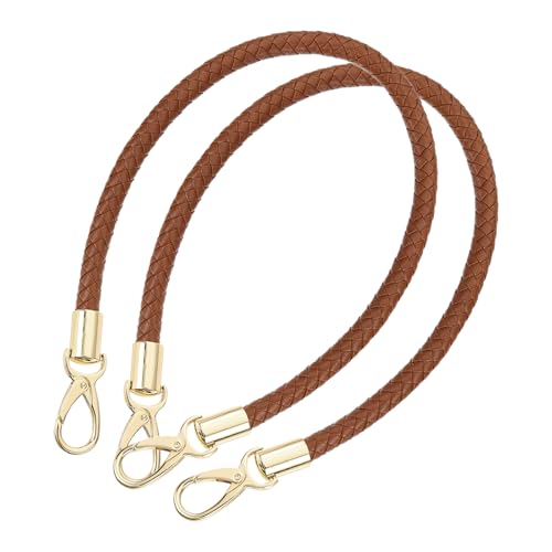 uxcell Leather Purse Strap, 2Pcs 60cm/23.62" Short Leather PU Braided Purse Replacement Handle with Metal Buckles for Underarm Bags, Handbags (Brown Strap + Gold Clasp) by uxcell - Used condition - US$15.31