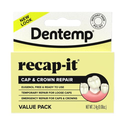 Image of Dentemp Recap-It Cap and Crown Repair Dental Kit - Fast Acting Formula Dental Cement for Loose Caps (Value Pack of 2) - Temporary Cement for Crown and Bridge