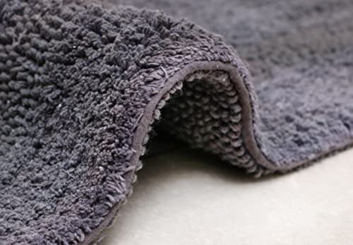 WOVEN ST. Cotton Bath Runner | Area Carpet for Spa, Vanity Shower, Master Bathrooms | Water Absorbent Linens | 100% Cotton | Bathroom Accessories | Reversible | 22’’ x 60’’ Inches | Dark Grey by WOVEN ST. - Image 4
