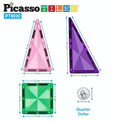 Picassotiles 30 Piece Magnetic Building Blocks Mini Diamond Series Travel Size On-The-Go Magnet Construction Toy Set Stem Learning Kit Education Playset Ptm30 #TOP5