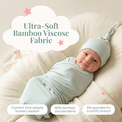 Image of Caden Lane Baby Swaddle & Receiving Blanket, Soft, Breathable & Temperature-Regulating Bamboo Viscose Fabric for Swaddling Newborns, Gender Neutral Infant Blanket for Boys & Girls, Lily Pad Green