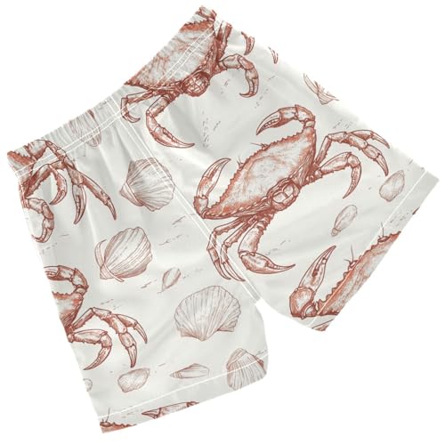Pigsaly Boys Swim Trunks Hand Drawn Crabs Shells Retro Boys Board Shorts Swimsuit Swimwear Summer Bathing Suit 4T Multicolor2