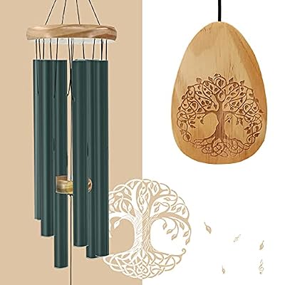 Astarin Windchimes Outdoors with Engraved Lifetree?30 Inch Memorial Wind Chime for Outside?Sympathy Wind Chime for Loved One,Outdoor Wind Chimes for Mother,Green Wind Chimes.