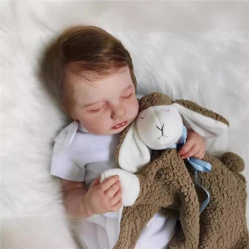 BAOERYAA Baby reborn realista,45CM bebe reborn menina corpo de silicone com cabelo,Roupas brancas ol